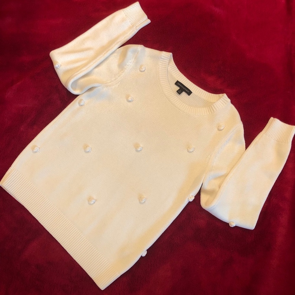 Banana Republic Knotted Sweater Small, off-white